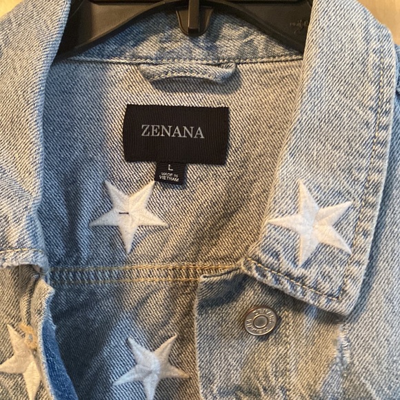 Zenana Jean Jacket with Stars; Size L - Picture 2 of 8